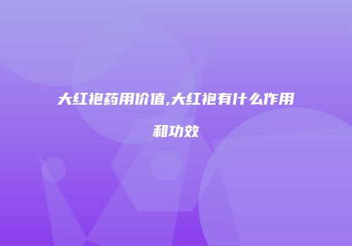 大红袍药用价值,大红袍有什么作用和功效