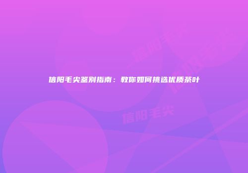 信阳毛尖鉴别指南：教你如何挑选优质茶叶