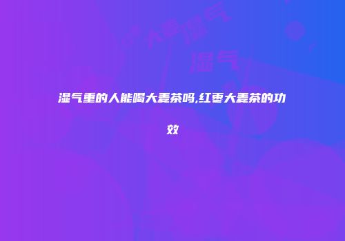 湿气重的人能喝大麦茶吗,红枣大麦茶的功效