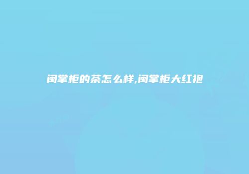 闽掌柜的茶怎么样,闽掌柜大红袍