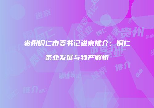 贵州铜仁市委书记进京推介：铜仁茶业发展与特产解析