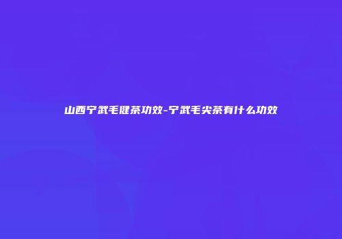 山西宁武毛健茶功效-宁武毛尖茶有什么功效