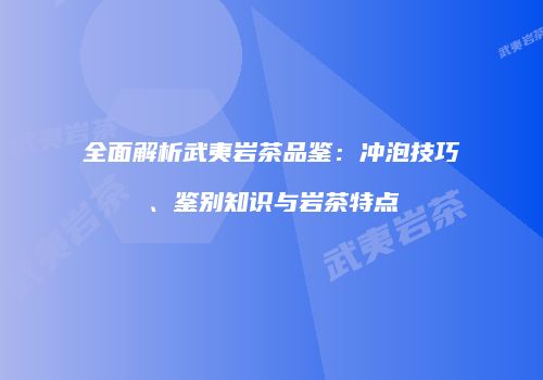 全面解析武夷岩茶品鉴：冲泡技巧、鉴别知识与岩茶特点