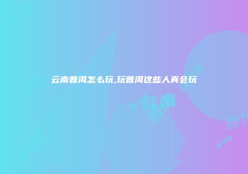 云南普洱怎么玩,玩普洱这些人真会玩