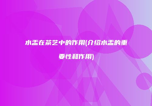 水盂在茶艺中的作用(介绍水盂的重要性和作用)