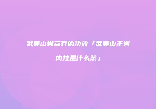 武夷山岩茶有的功效「武夷山正岩肉桂是什么茶」