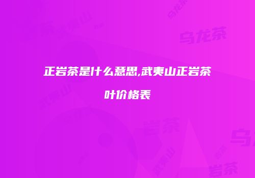 正岩茶是什么意思,武夷山正岩茶叶价格表