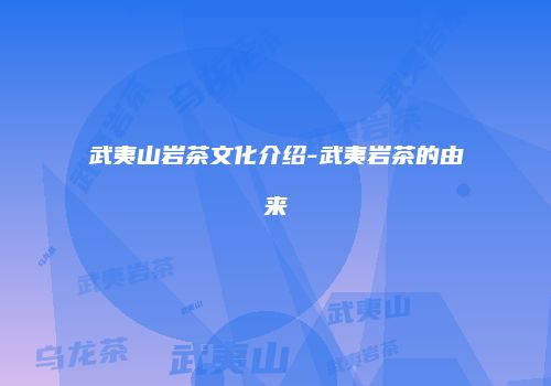 武夷山岩茶文化介绍-武夷岩茶的由来