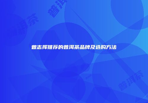 曾志挥推荐的普洱茶品牌及选购方法