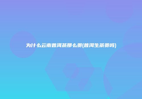 为什么云南普洱茶那么贵(普洱生茶贵吗)