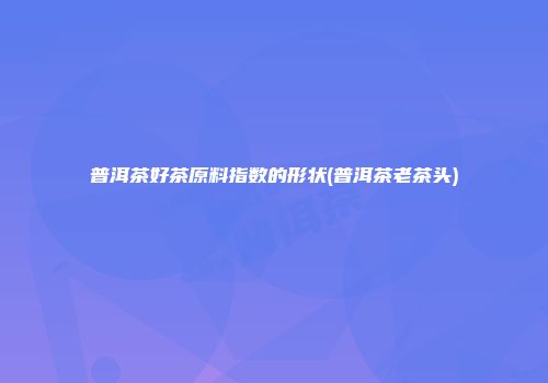普洱茶好茶原料指数的形状(普洱茶老茶头)