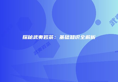 探秘武夷岩茶：基础知识全解析