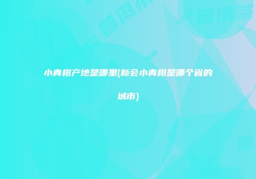 小青柑产地是哪里(新会小青柑是哪个省的城市)