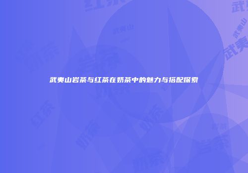 武夷山岩茶与红茶在奶茶中的魅力与搭配探索