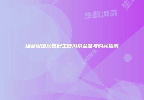 珍藏级国汉普野生普洱茶品鉴与购买指南