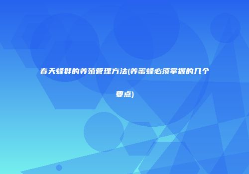春天蜂群的养殖管理方法(养蜜蜂必须掌握的几个要点)