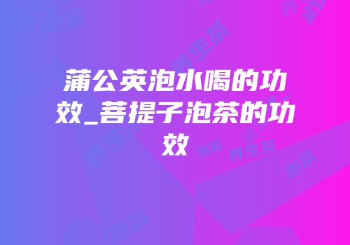 蒲公英泡水喝的功效_菩提子泡茶的功效
