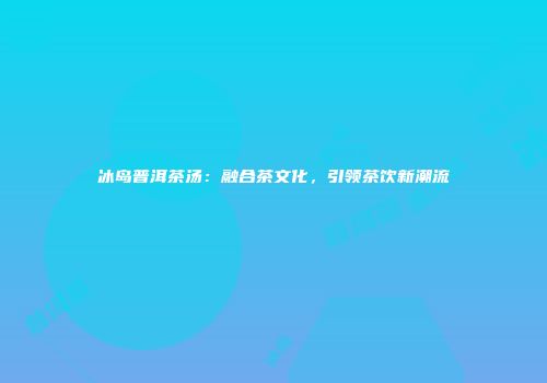 冰岛普洱茶汤：融合茶文化，引领茶饮新潮流