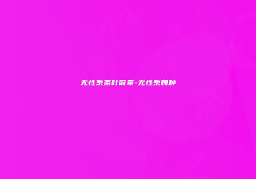 无性系茶叶前景-无性系良种