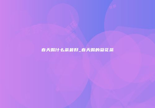 春天喝什么茶最好_春天喝的菊花茶