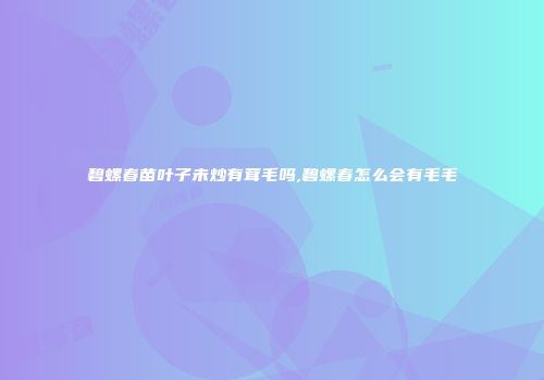 碧螺春苗叶子未炒有茸毛吗,碧螺春怎么会有毛毛
