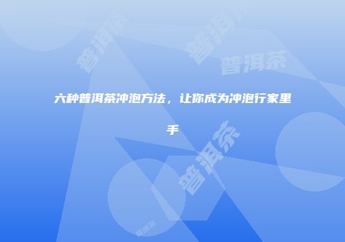 六种普洱茶冲泡方法，让你成为冲泡行家里手