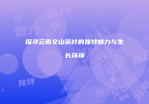 探寻云南文山茶叶的独特魅力与生长环境
