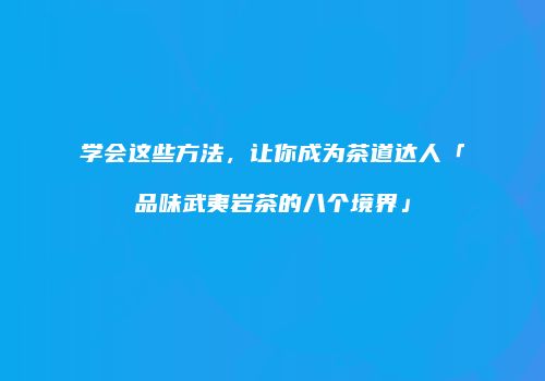 学会这些方法，让你成为茶道达人「品味武夷岩茶的八个境界」
