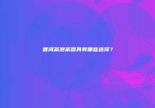 普洱茶泡茶器具有哪些选择？
