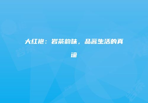 大红袍：岩茶韵味，品茗生活的真谛