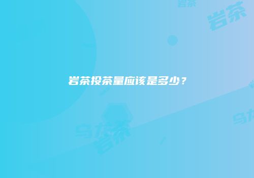 岩茶投茶量应该是多少？