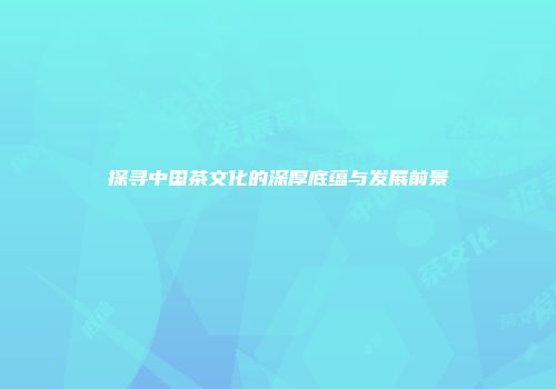 探寻中国茶文化的深厚底蕴与发展前景