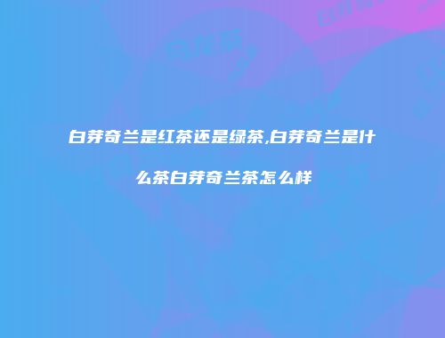 白芽奇兰是红茶还是绿茶,白芽奇兰是什么茶白芽奇兰茶怎么样