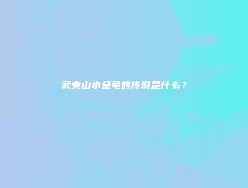 武夷山水金龟的传说是什么？
