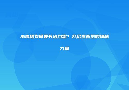 小青柑为何要长出白霜？介绍这背后的神秘力量