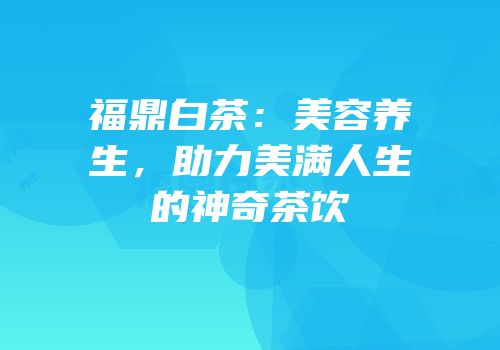 福鼎白茶：美容养生，助力美满人生的神奇茶饮
