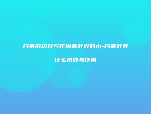 白茶的功效与作用茶叶界的小-白茶叶有什么功效与作用