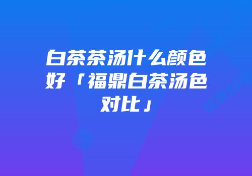 白茶茶汤什么颜色好「福鼎白茶汤色对比」