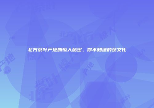 北方茶叶产地的惊人秘密，你不知道的茶文化