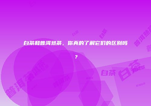 白茶和普洱熟茶，你真的了解它们的区别吗？