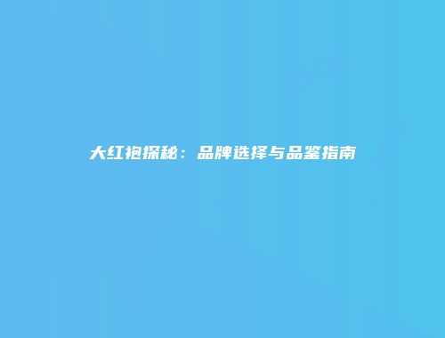 大红袍探秘：品牌选择与品鉴指南