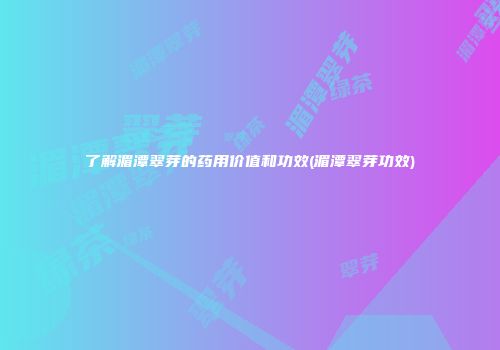 了解湄潭翠芽的药用价值和功效(湄潭翠芽功效)
