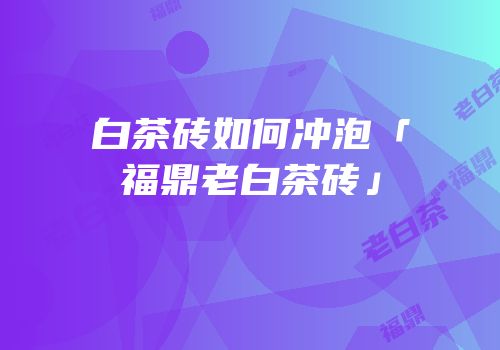 白茶砖如何冲泡「福鼎老白茶砖」