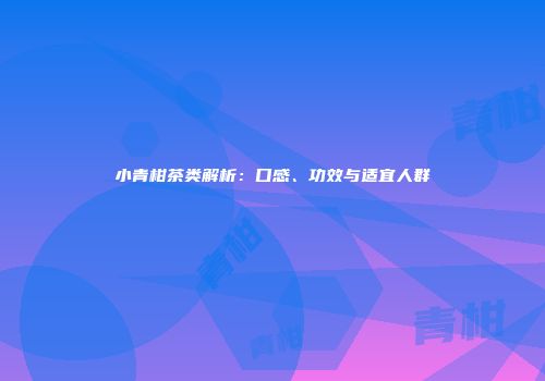 小青柑茶类解析：口感、功效与适宜人群