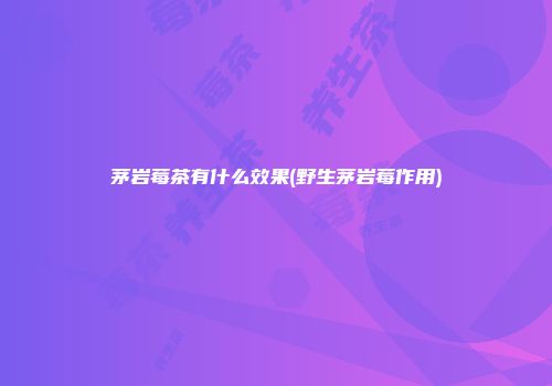 茅岩莓茶有什么效果(野生茅岩莓作用)