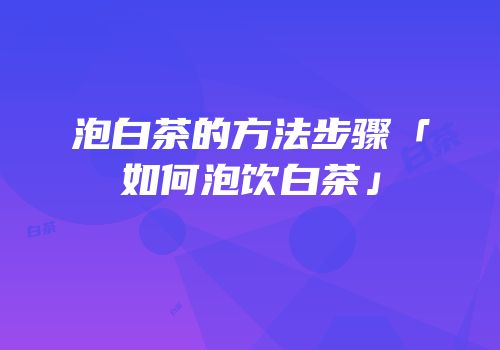 泡白茶的方法步骤「如何泡饮白茶」