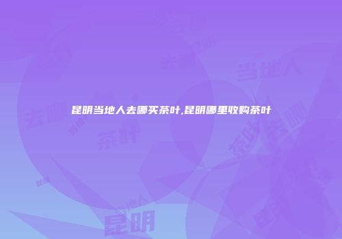 昆明当地人去哪买茶叶,昆明哪里收购茶叶