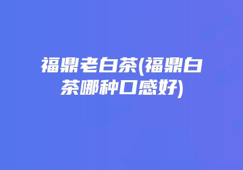 福鼎老白茶(福鼎白茶哪种口感好)