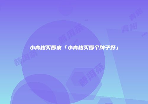 小青柑买哪家「小青柑买哪个牌子好」