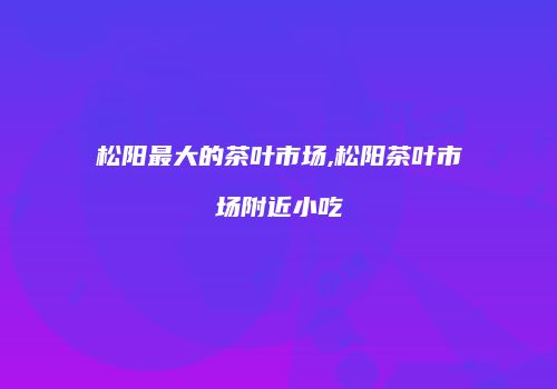松阳最大的茶叶市场,松阳茶叶市场附近小吃
